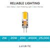 Luxrite T3 LED Light Bulbs 2W (20W Equivalent) 550LM 4000K Cool White Dimmable G4 Base 5-Pack LR24632-5PC